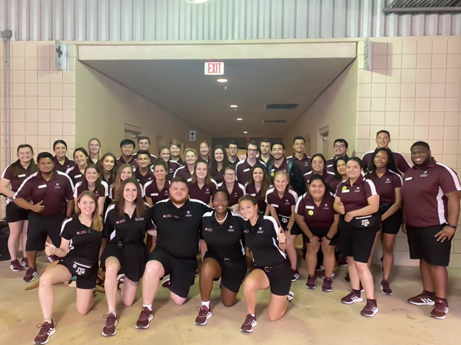 Group photo of Aggie Orientation Leaders in uniform