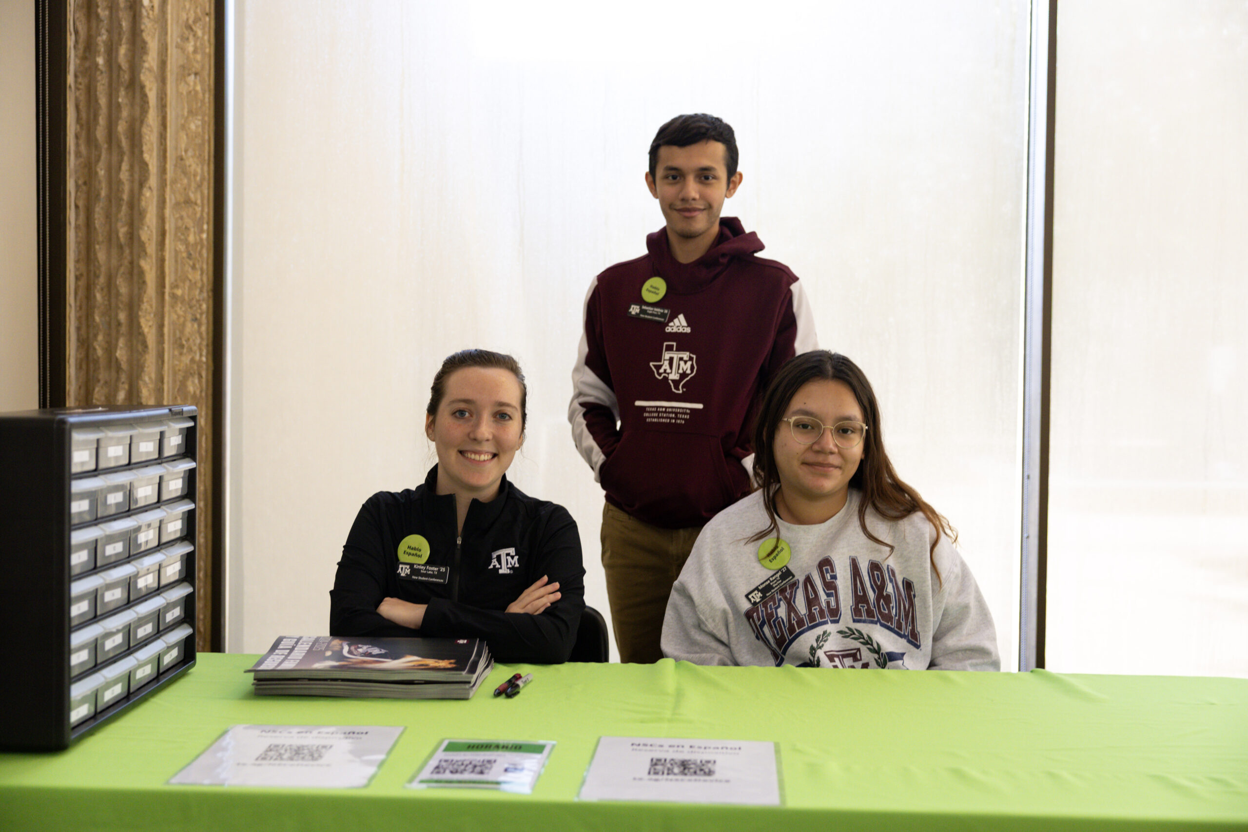 student worker helping a family member